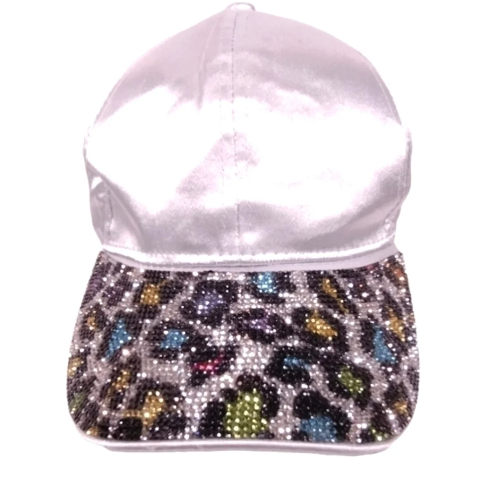VERA New York Multi Leopard Rhinestone Satin Cap NWT